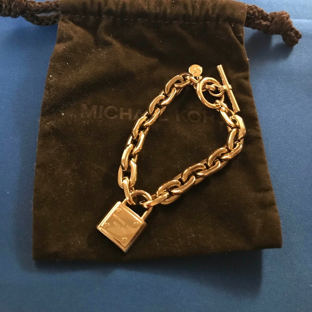 Vintage Michael Kors Bracelet with Gold Lock Charm Pendant